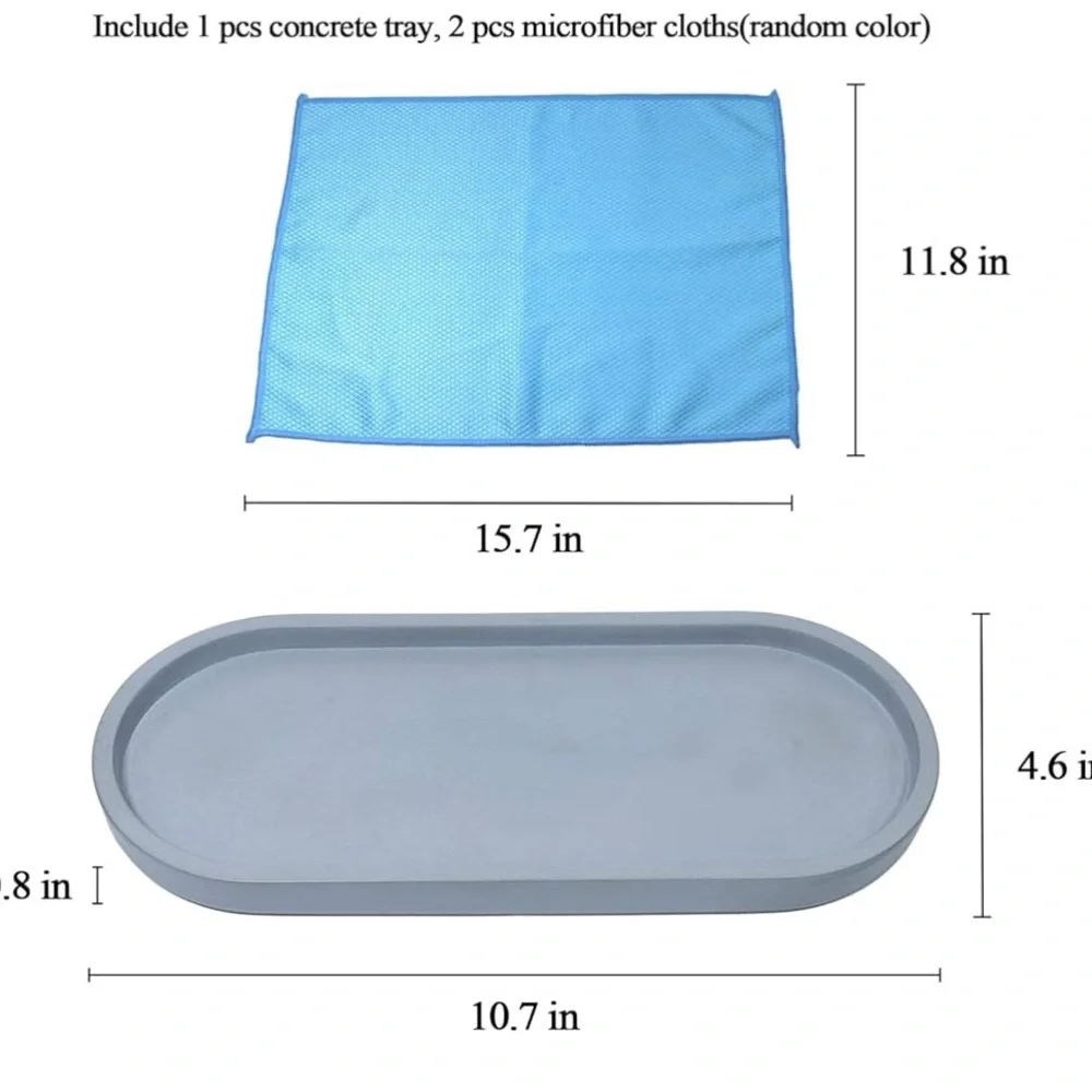 NEW Concrete Oval Vanity Tray Counter Concrete Tray Bathroom Organizer 10x4